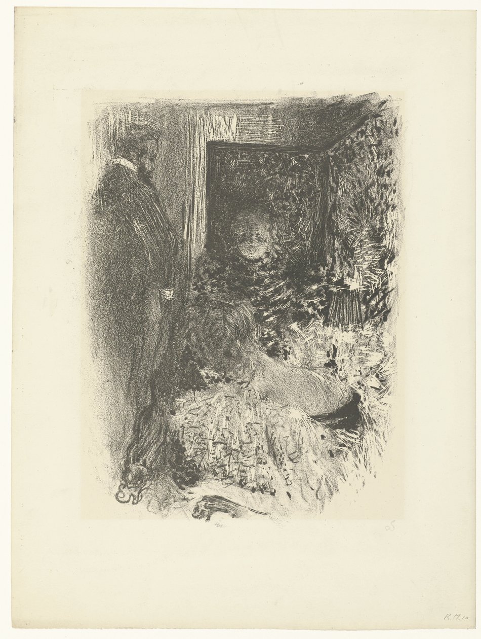 Dwie kobiety i mężczyzna w oświetlonym wnętrzu Intymność autorstwa Edouard Vuillard