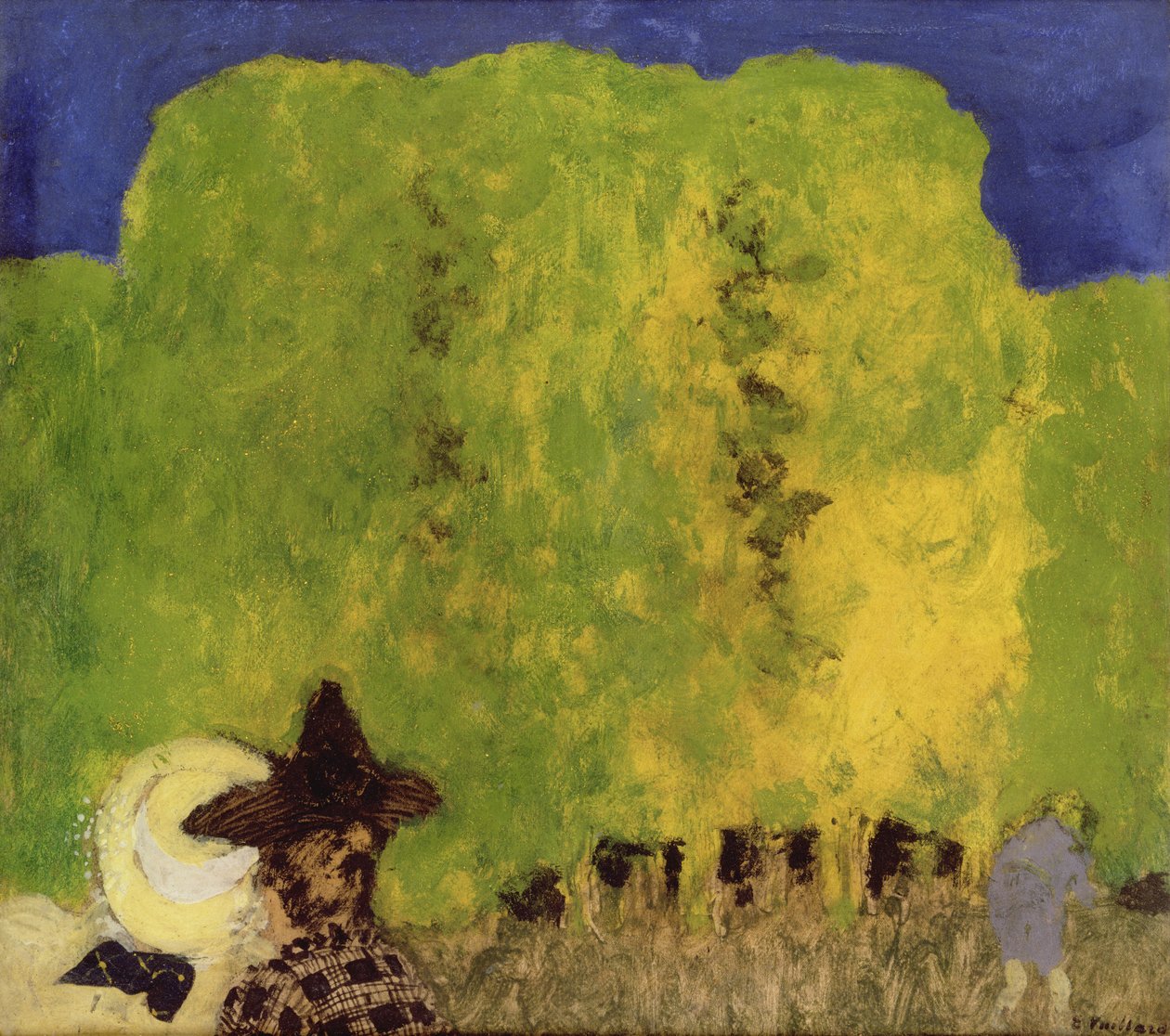 Dwie kobiety w krajobrazie, 1895 (olej na papierze) autorstwa Edouard Vuillard
