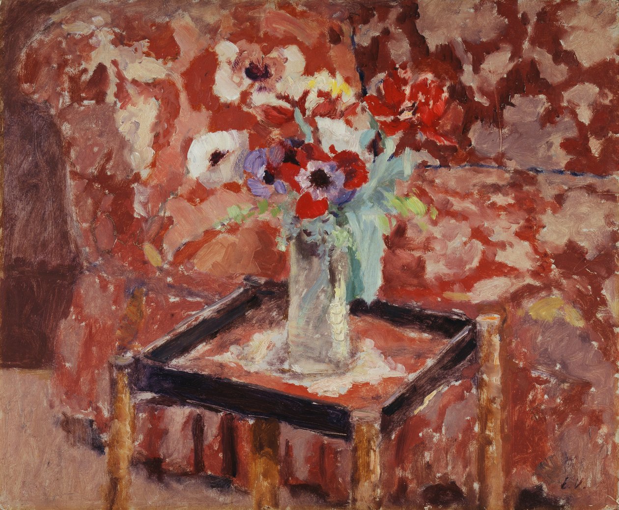 Wazon zawilców na stole, ok. 1906 autorstwa Edouard Vuillard