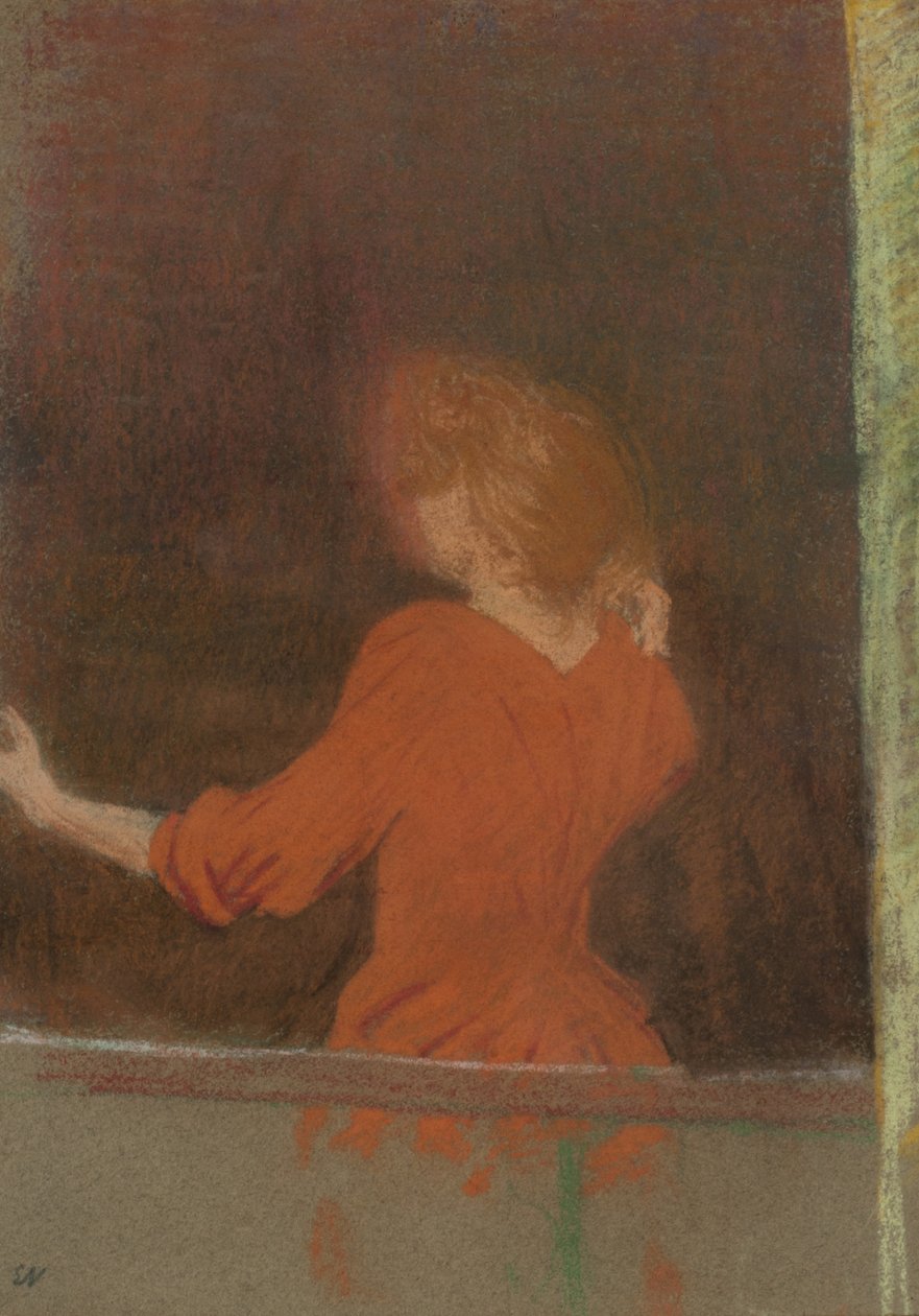 Kobieta w czerwieni, ok. 1890-91 (pastel na tekturze) autorstwa Edouard Vuillard