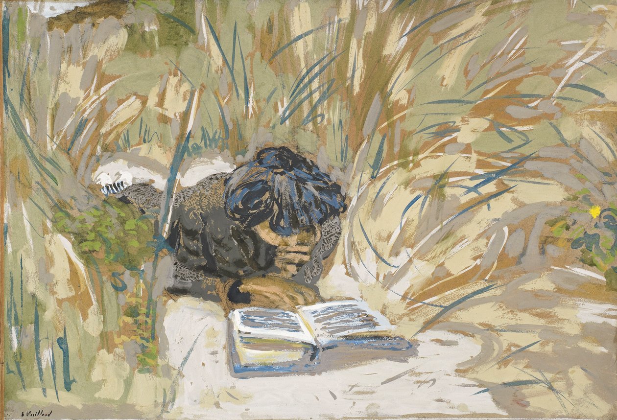 Kobieta czytająca, ok. 1909 (tempera na papierze) autorstwa Edouard Vuillard