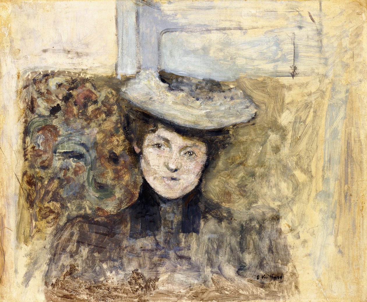 Kobieta z Posiatkowanym Kapeluszem; Kobieta w tiulowym kapeluszu, c.1901-03 autorstwa Edouard Vuillard