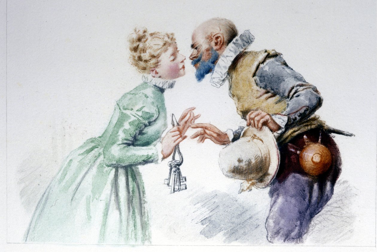 Niebieska broda i jego siedem żon, ilustracja Edouarda de Beaumont autorstwa Edouard de (after) Beaumont