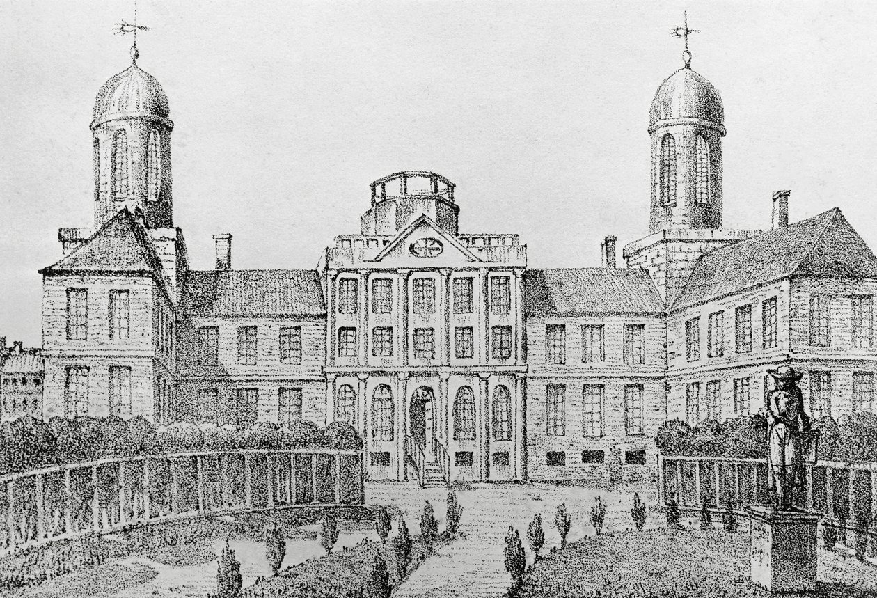 Szpital w Filadelfii, Stany Zjednoczone, litografia Edouarda de Montule (1792-1828) z Podróży do Ameryki, Włoch, Sycylii i Egiptu autorstwa Edouard de Montule