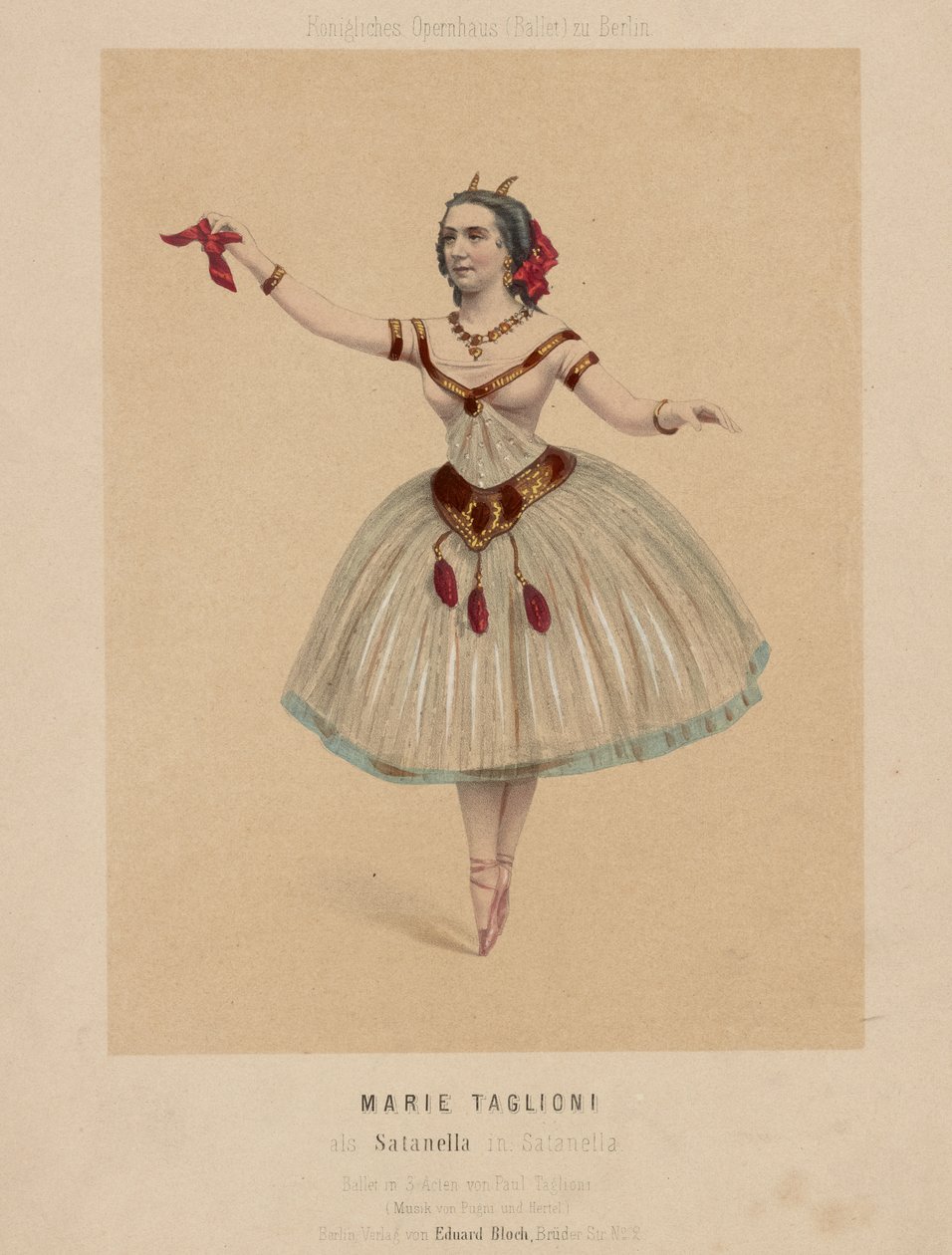 Marie Taglioni in Satanella, balet w 3 aktach w choreografii Paula Taglioniego, z muzyką Pugniego i Hertela autorstwa Eduard Bloch