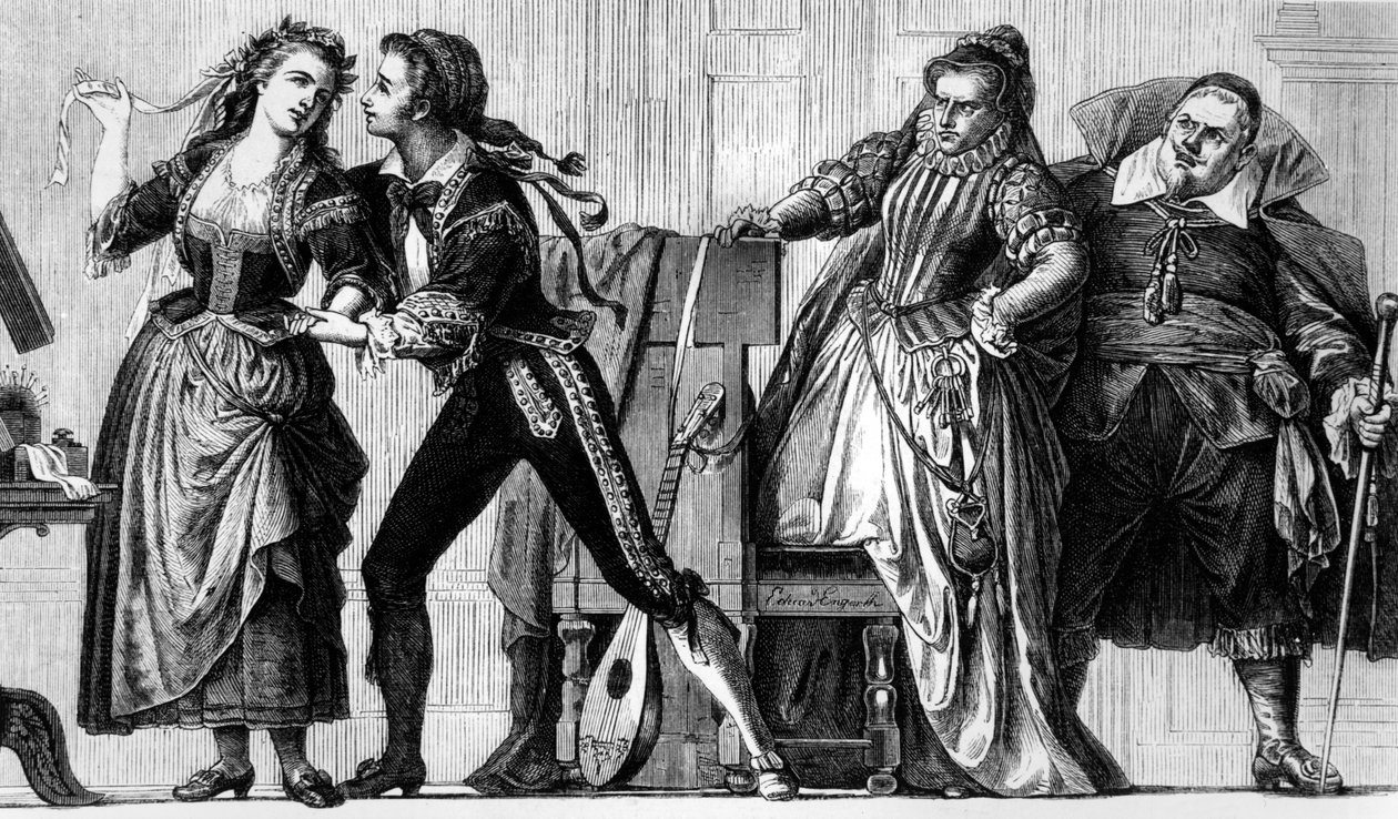 Scena z „Wesela Figara” Wolfganga Amadeusza Mozarta, 1868 autorstwa Eduard Engerth