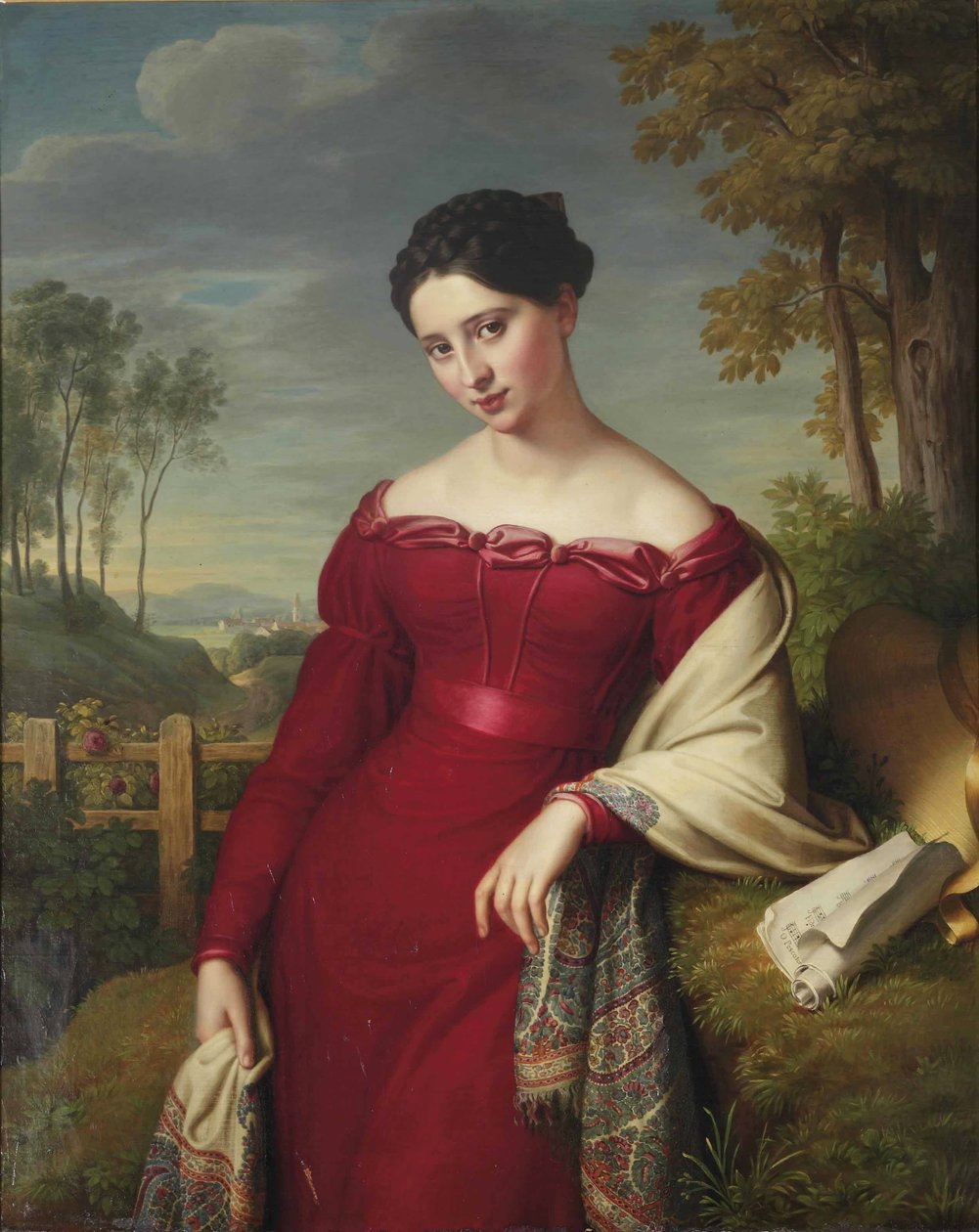 Portret młodej eleganckiej damy autorstwa Eduard Friedrich Leybold