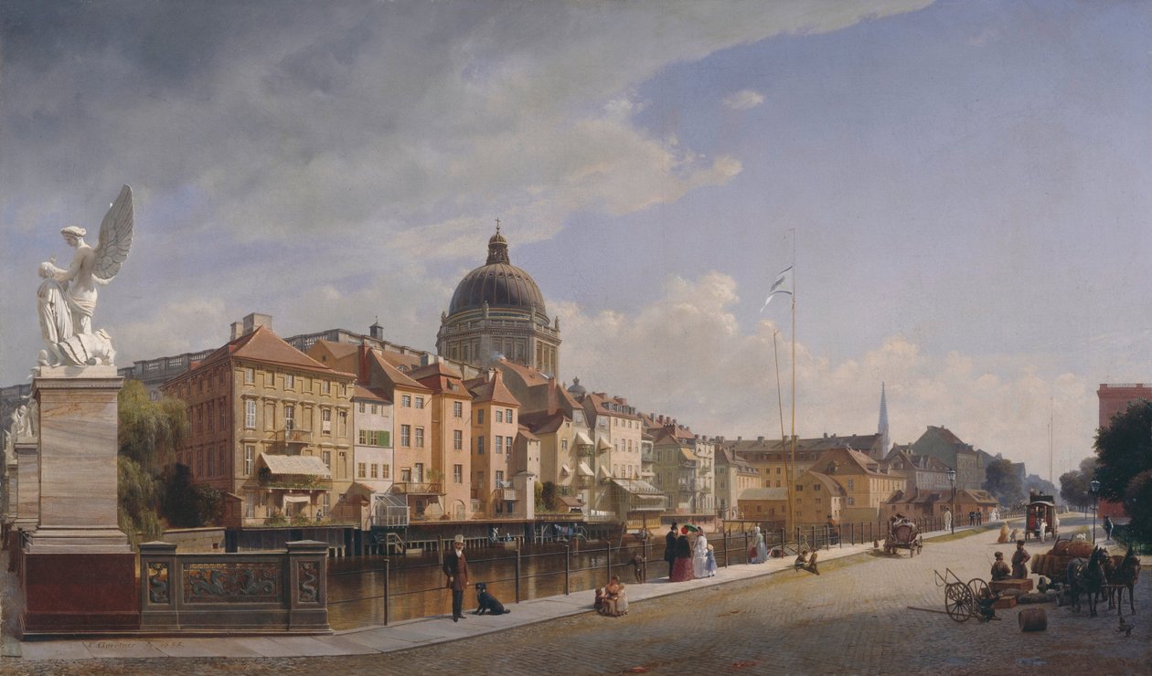 Widok z tyłu domów przy Schloß Freiheit autorstwa Eduard Gaertner