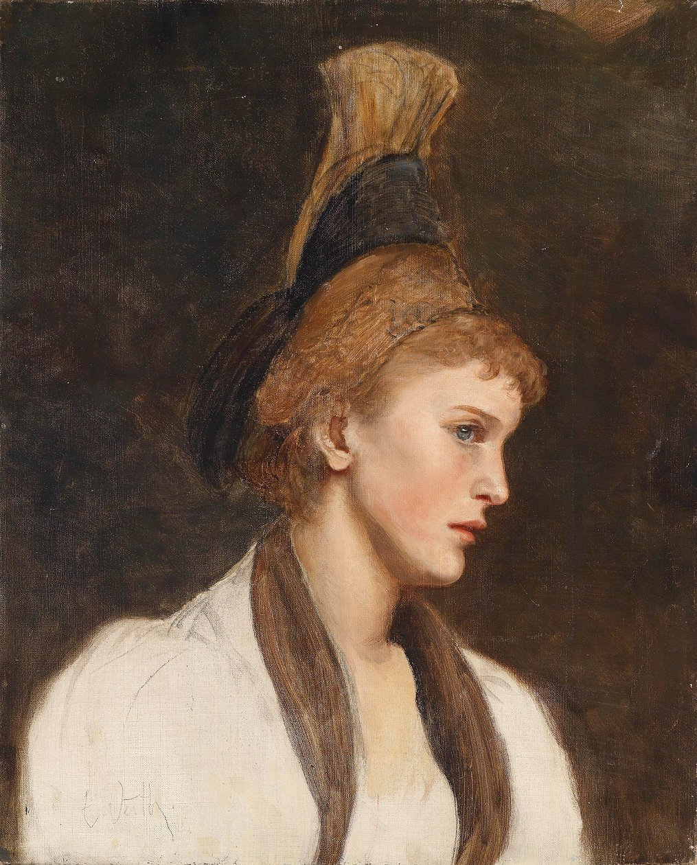 Kobieta w profilu ze złotą czapką autorstwa Eduard Veith