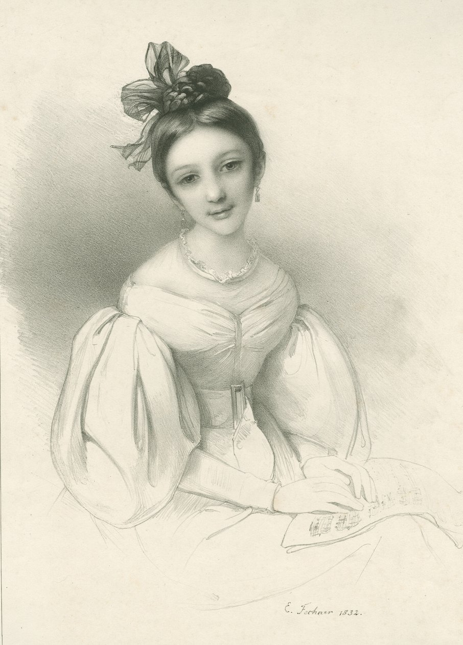Portret Klary Wieck-Schumann 1819-1896, 1832. autorstwa Eduard Clemens Fechner