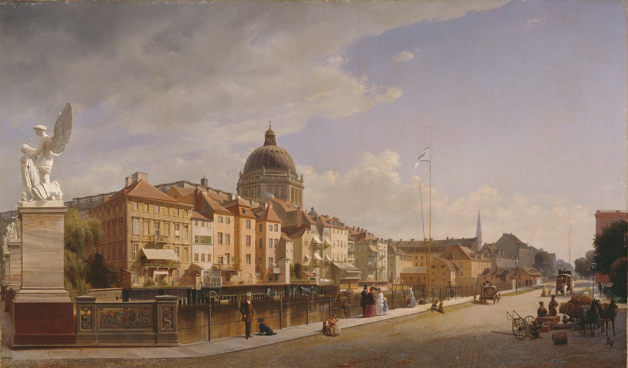 Widok tylnych fasad domów przy Schlossfreiheit autorstwa Eduard Gaertner