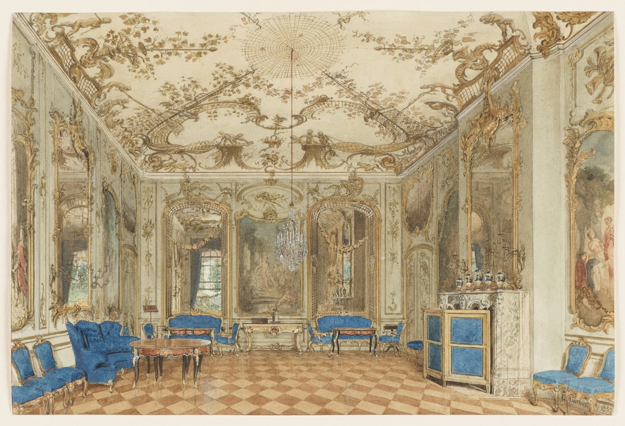 Sala koncertowa Pałacu Sanssouci w Poczdamie, Niemcy autorstwa Eduard Gaertner