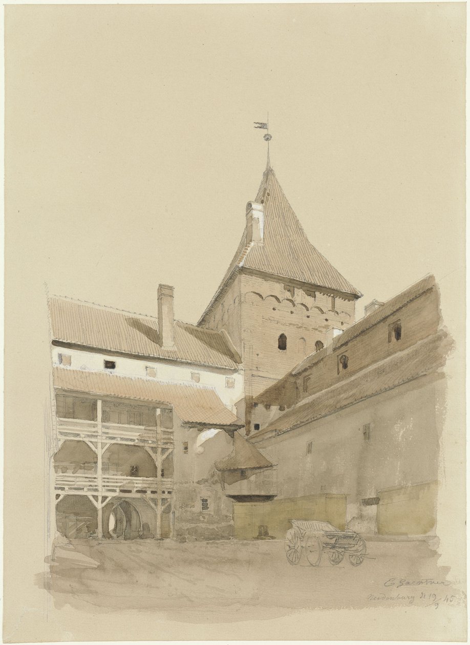 Dziedziniec zamku w Nidzicy autorstwa Eduard Gaertner