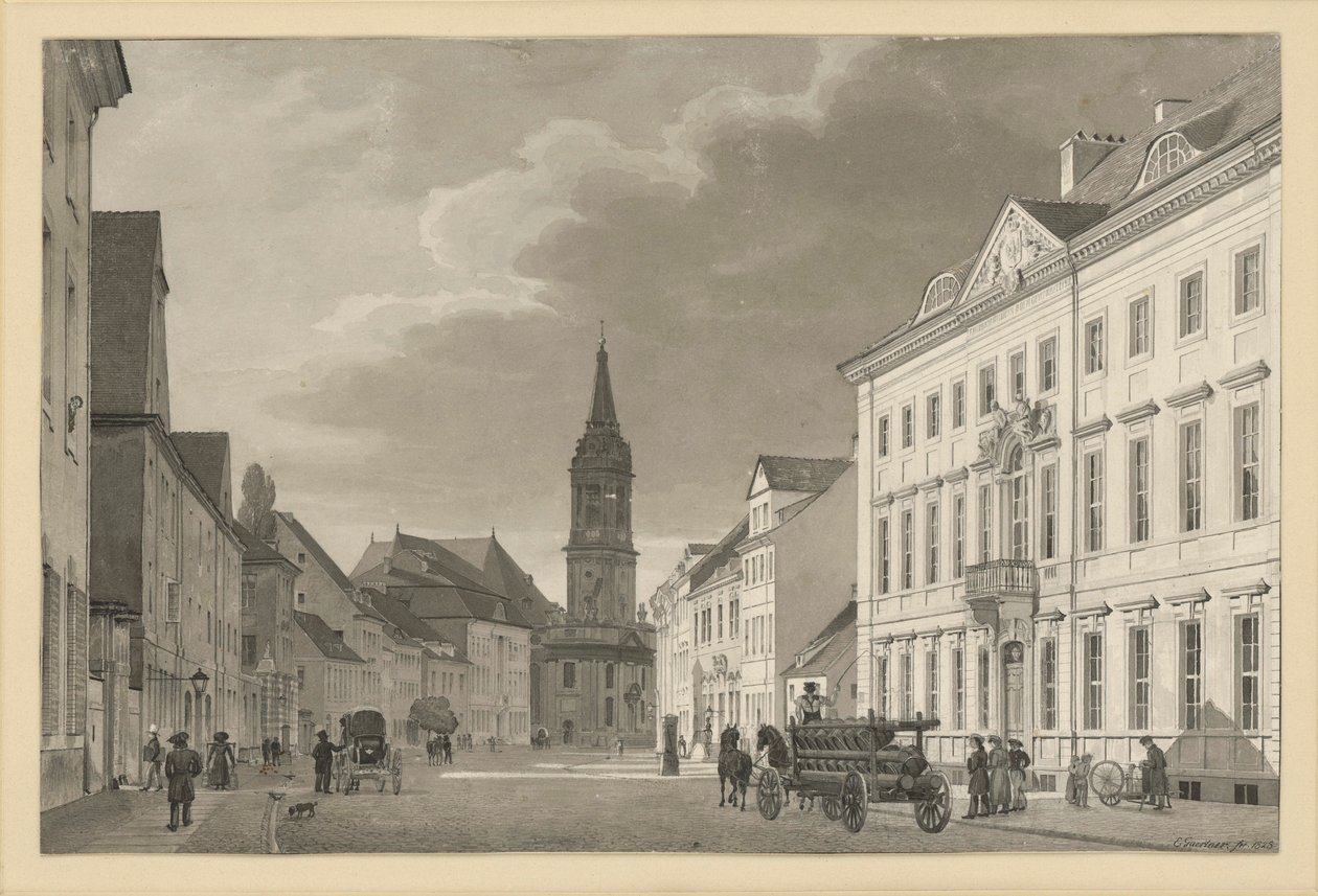 Klosterstraße z kościołem parafialnym w Berlinie autorstwa Eduard Gaertner