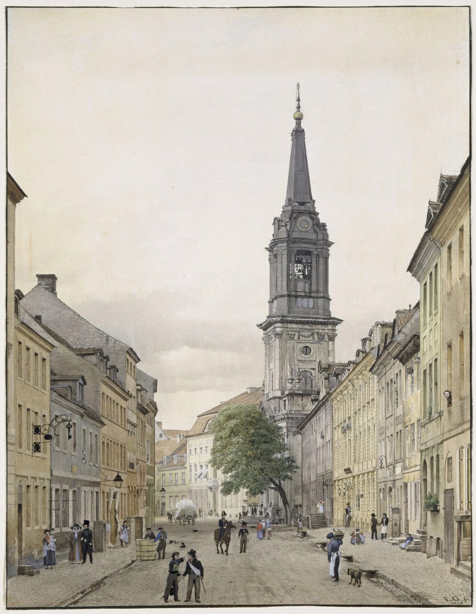 Klosterstraße z kościołem parafialnym w Berlinie autorstwa Eduard Gaertner