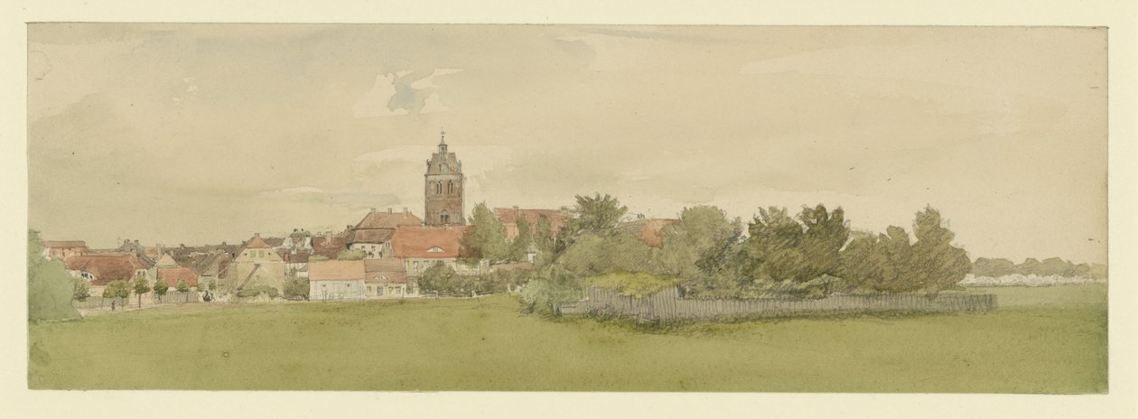 Miejscowość w północnych Niemczech z kościołem autorstwa Eduard Gaertner
