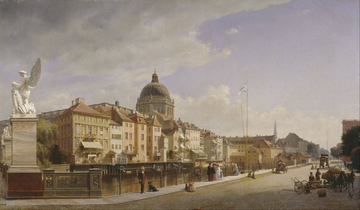 Widok od tyłu domów przy Schloßfreiheit autorstwa Eduard Gaertner