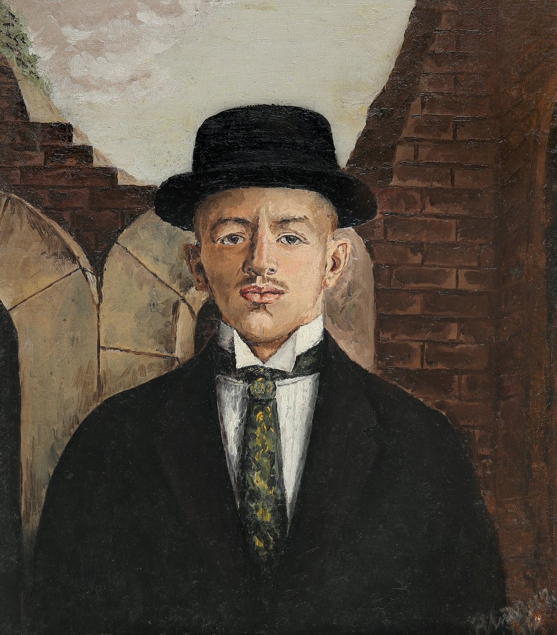 Portret poety Wasilija Kamenskiego 1884-1961 w cylindrze, 1917 autorstwa Eduard Gustavovich Shiman