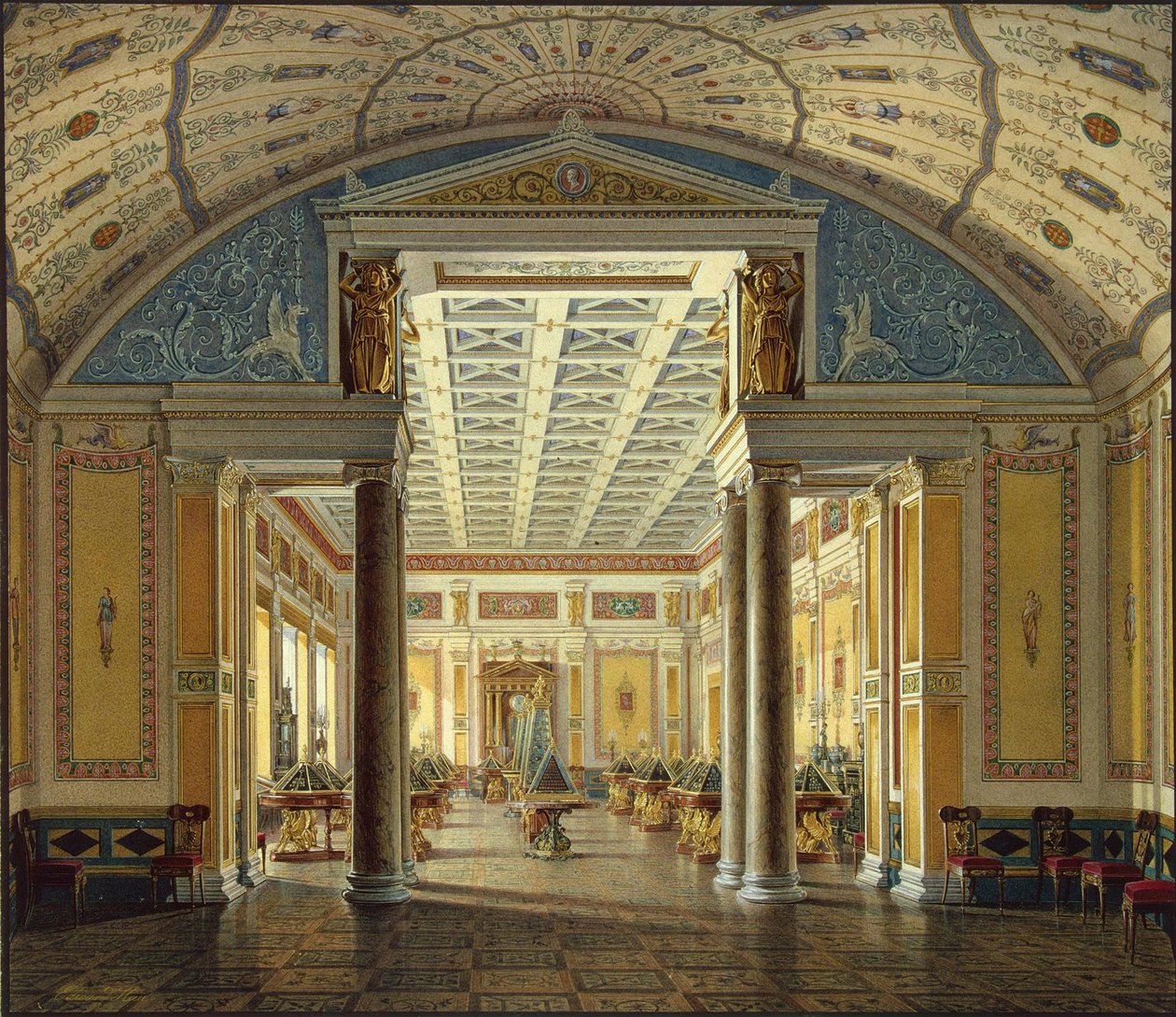 Wnętrza Nowego Ermitażu. Pokój Kamei, 1854 autorstwa Eduard Hau