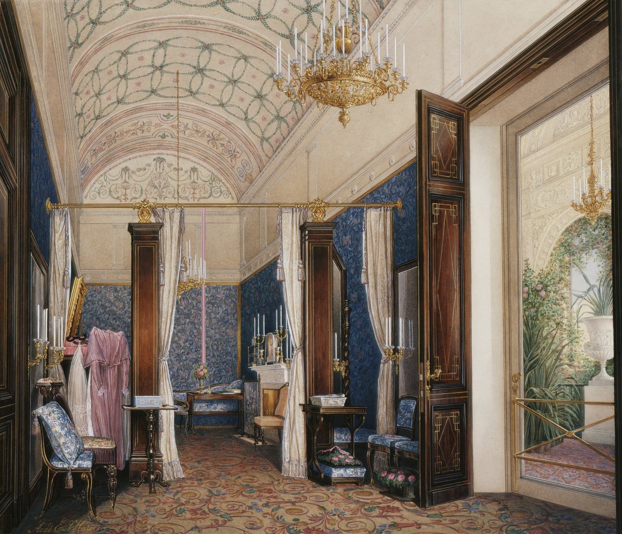 Wnętrza Pałacu Zimowego. Garderoba cesarzowej Aleksandry Fiodorowny, 1871 autorstwa Eduard Hau