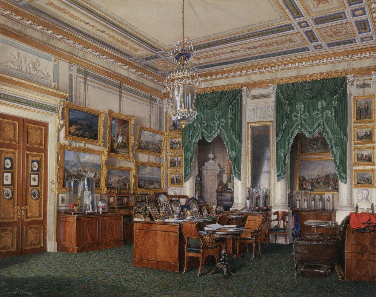 Wnętrza Pałacu Zimowego. Gabinet cesarza Aleksandra II, 1857 autorstwa Eduard Hau