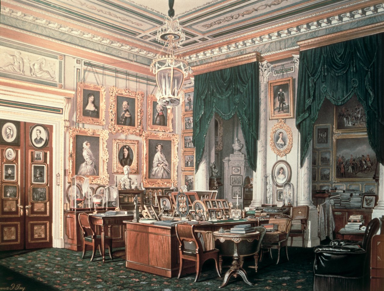 Gabinet Aleksandra III (1845-94) w pałacu Gatchina, ok. 1881 r. autorstwa Eduard Hau