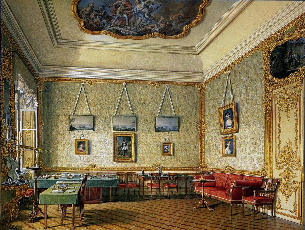 Praca lub mały gabinet cesarza Aleksandra I w Wielkim Pałacu w Carskim Siole, 1875 autorstwa Eduard Hau