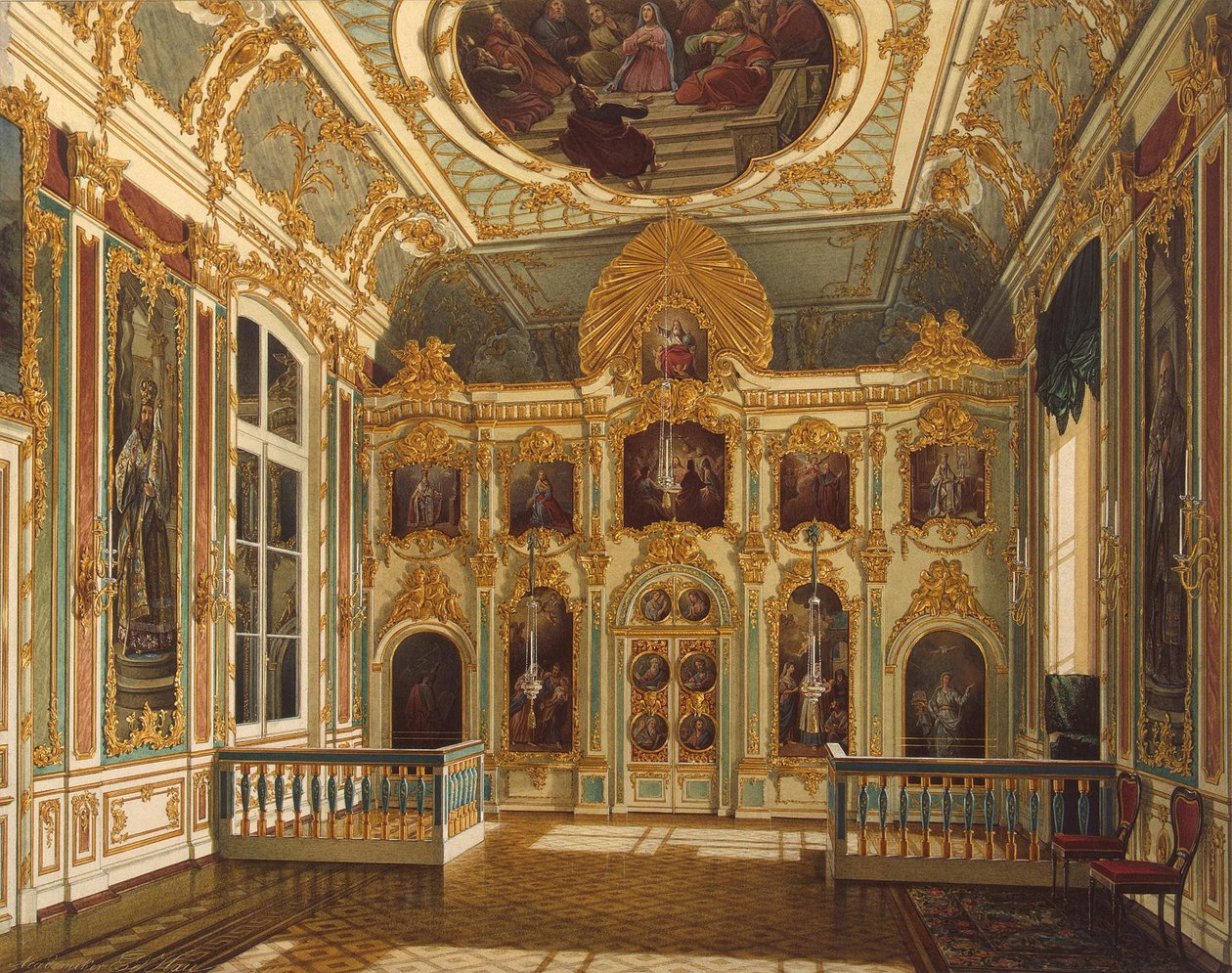 Widok na Mały Kościół w Pałacu Zimowym, 1862 autorstwa Eduard Hau