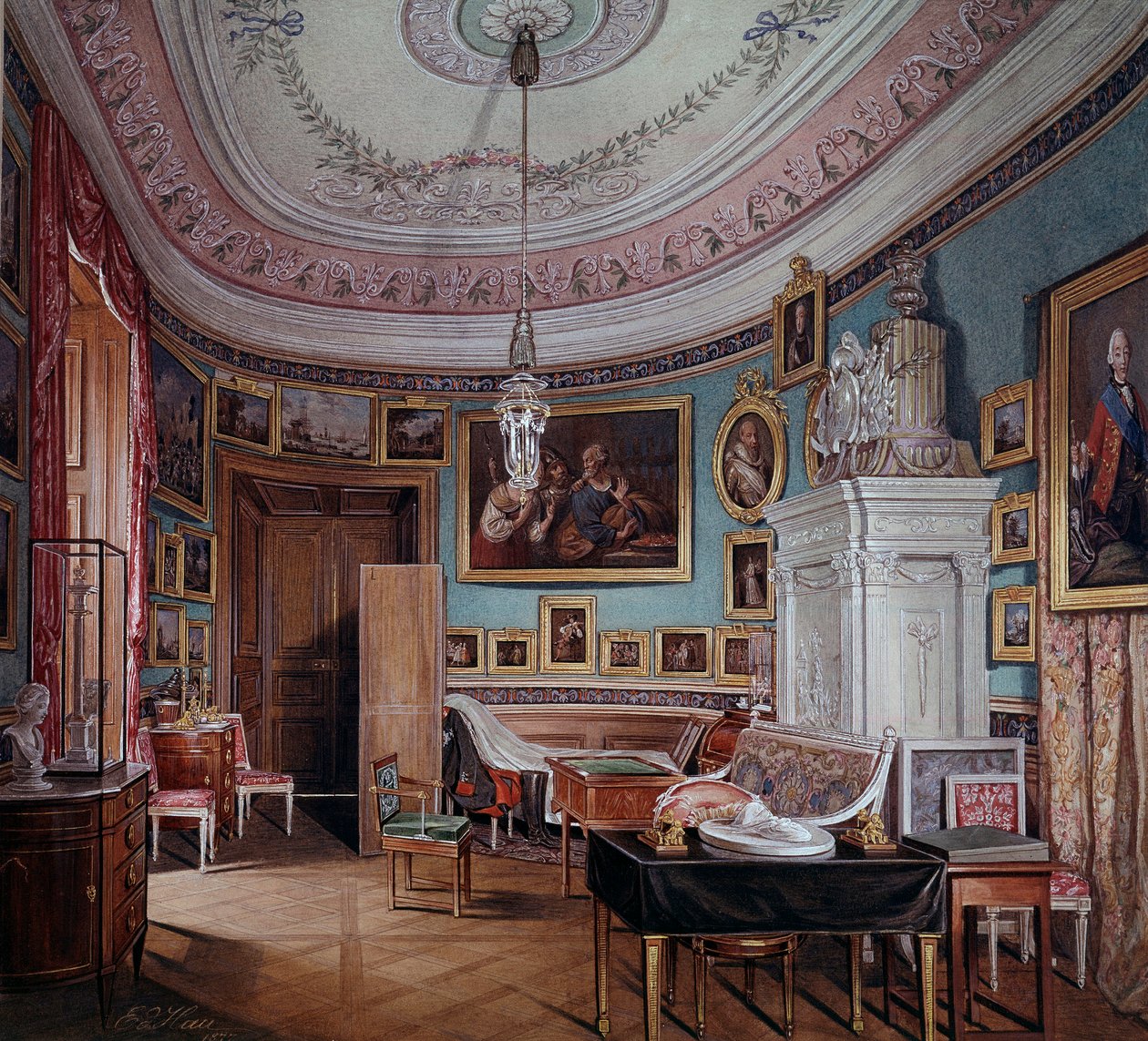 Widok pokoju Pawła I (1754-1801) Gatchina Akwarela Eduarda (Edwarda) Hau (1807-1870) 1877 Sankt Petersburg, Ermitaż autorstwa Eduard Hau