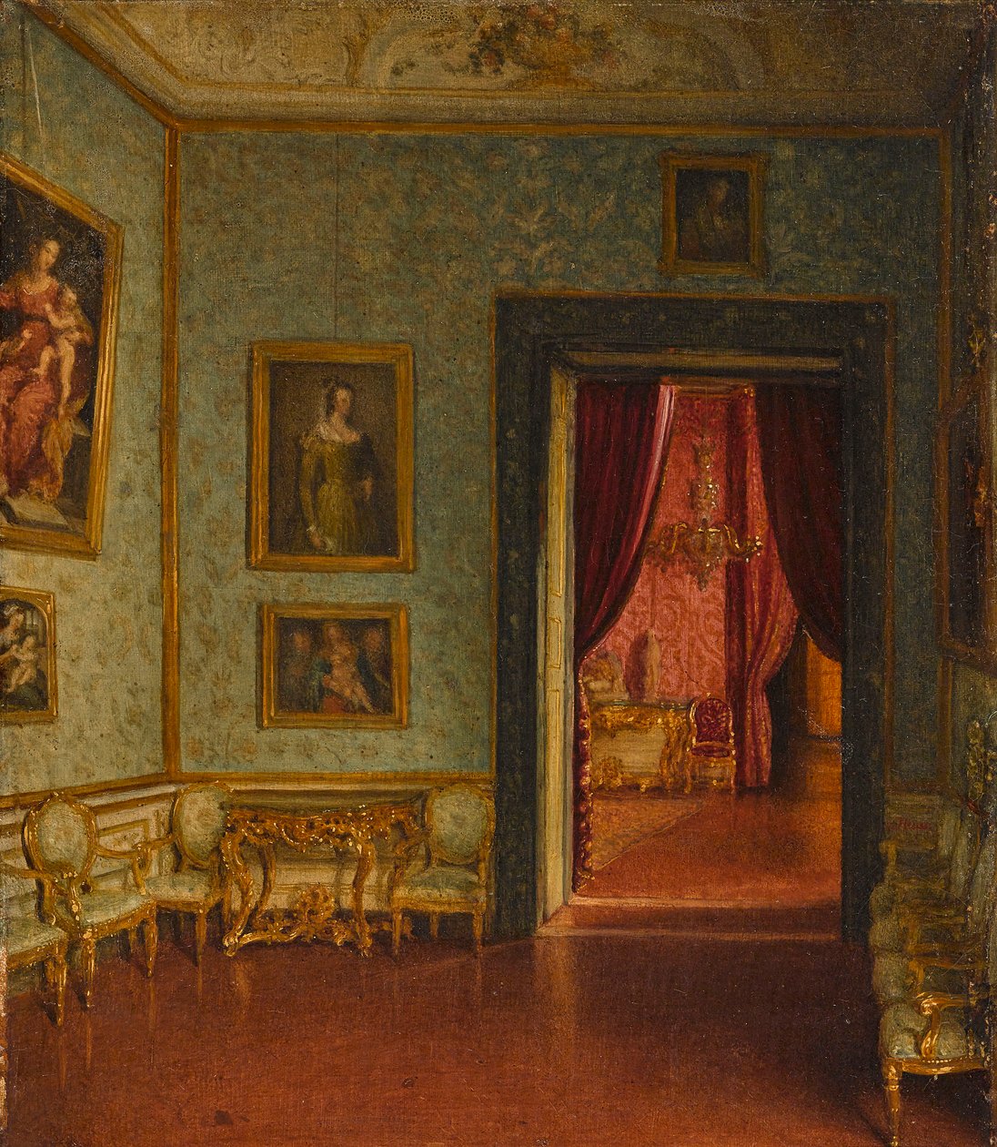 Pałac Colonna. Widok na salę tronową. autorstwa Eduard Heuss