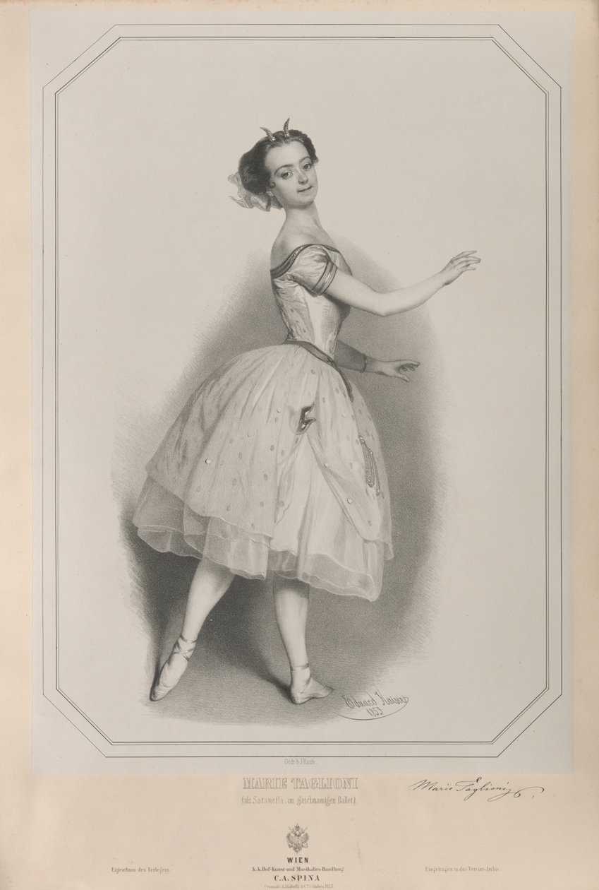 Portret baletnicy Marie Taglioni 1804-1884 jako Satanella, 1853. autorstwa Eduard Kaiser