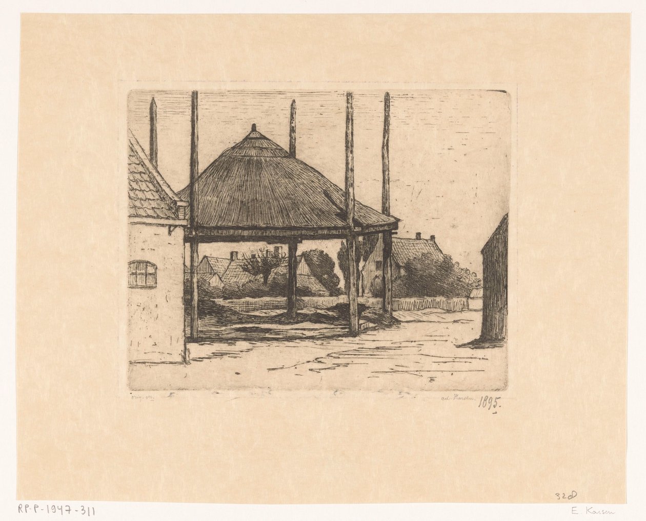 Gospodarstwo z pustą stodołą na siano autorstwa Eduard Karsen (signed by artist)