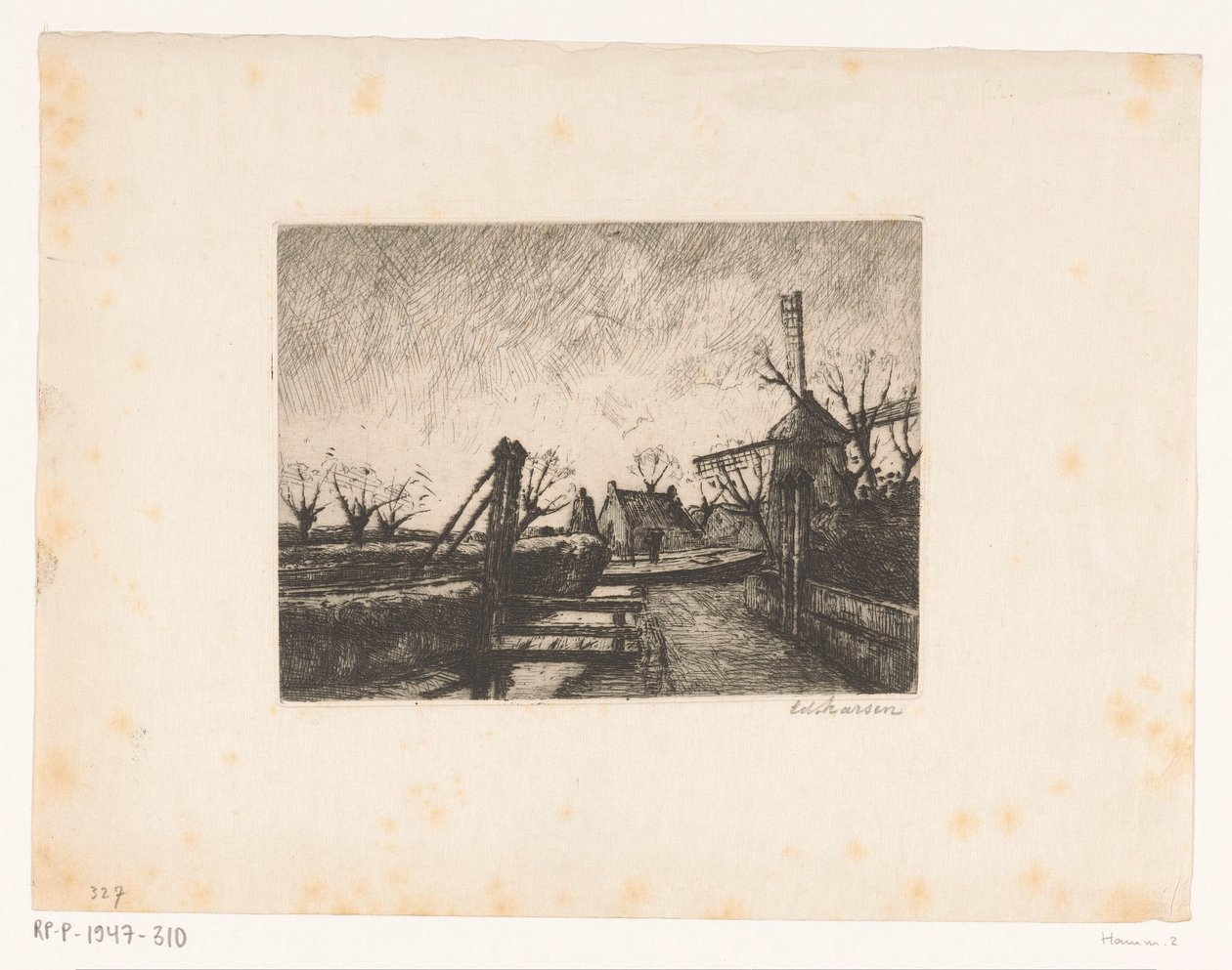 Ścieżka z mostem wzdłuż rowu autorstwa Eduard Karsen (signed by artist)