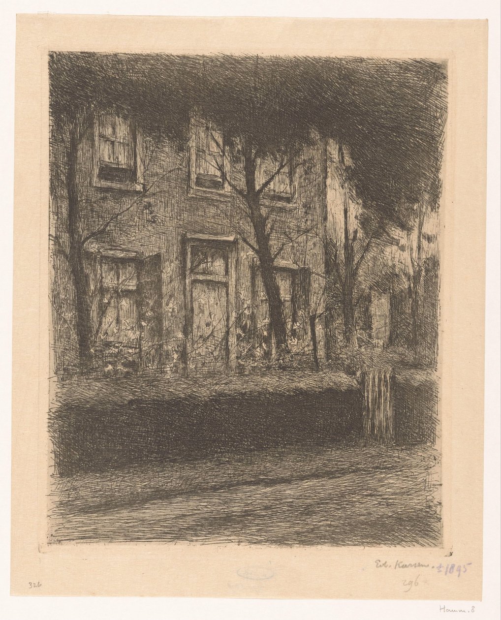 Podwórko domu z żywopłotem autorstwa Eduard Karsen (signed by artist)