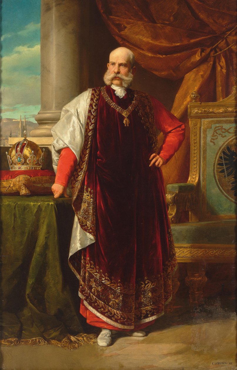 Portret Franciszka Józefa I Austrii jako Wielkiego Mistrza Złotego Runa, 1891. autorstwa Eduard Lebiedzki