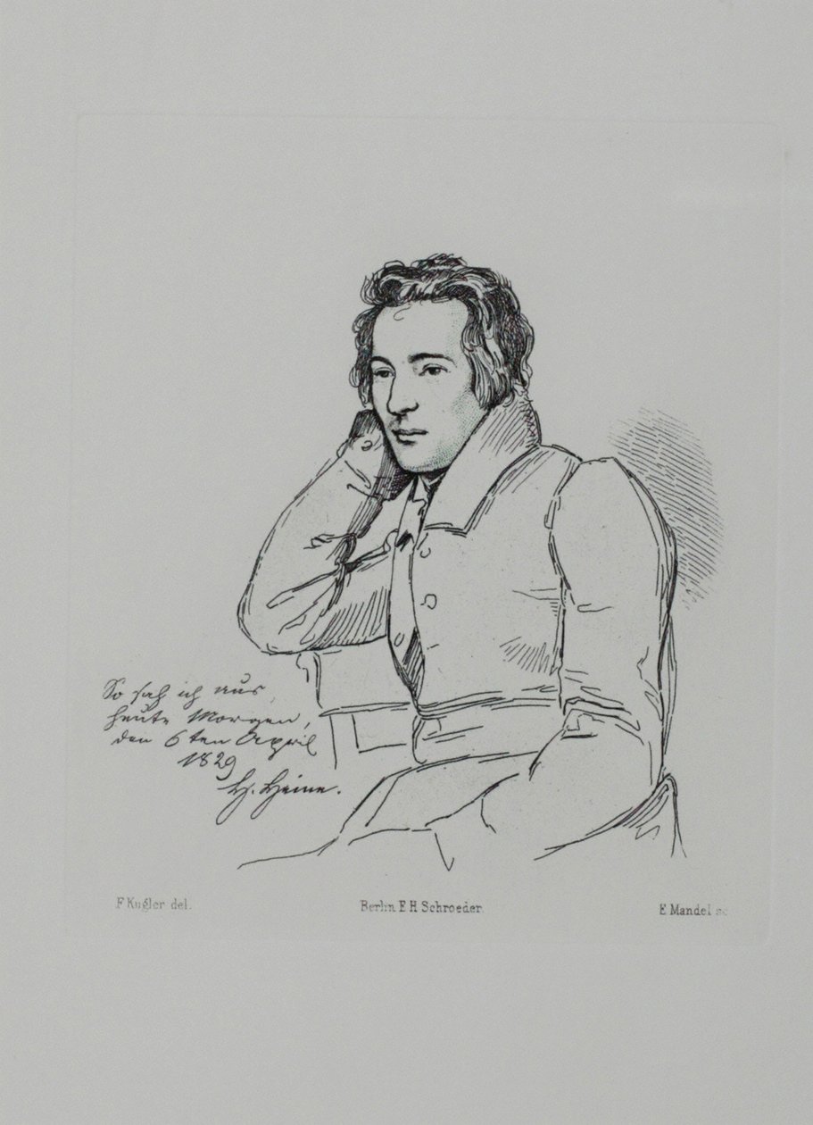 Portret poety Heinricha Heinego 1797-1856 Według Franza Kuglera z 1829, 1854 autorstwa Eduard Mandel