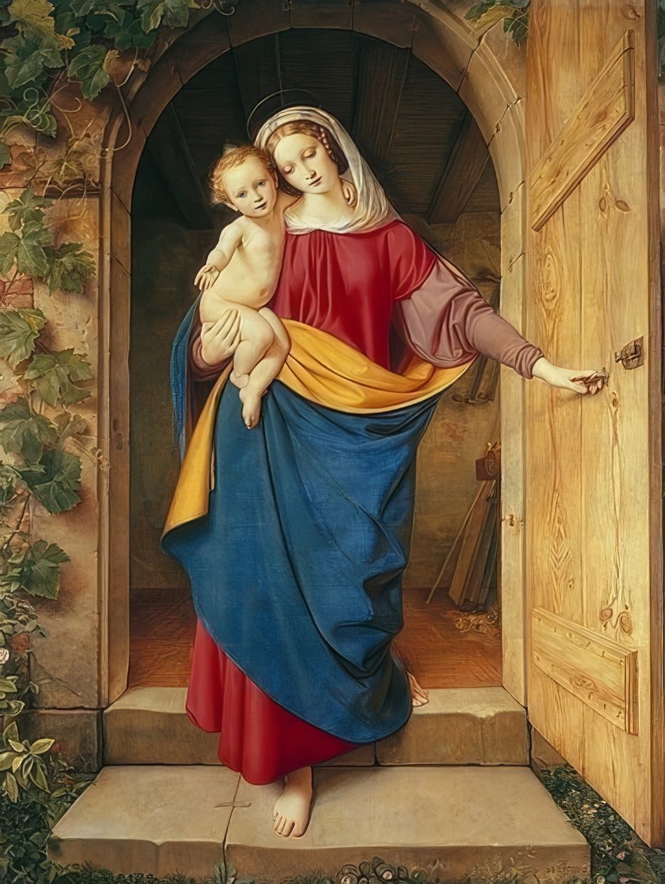 Madonna w drzwiach warsztatu. 1832 autorstwa Eduard Steinbruck