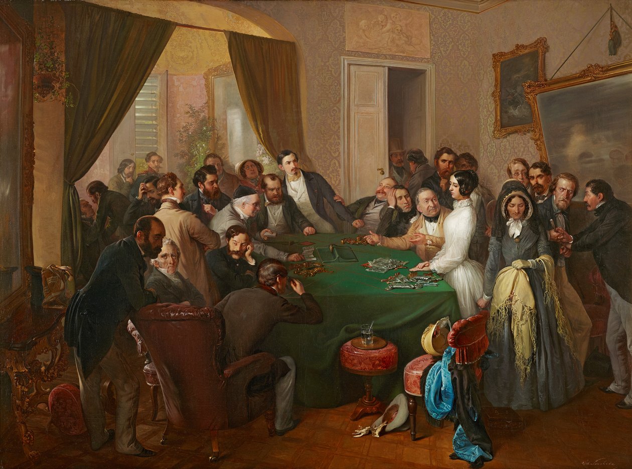 Hazard w banku Will, 1840. autorstwa Eduard Swoboda