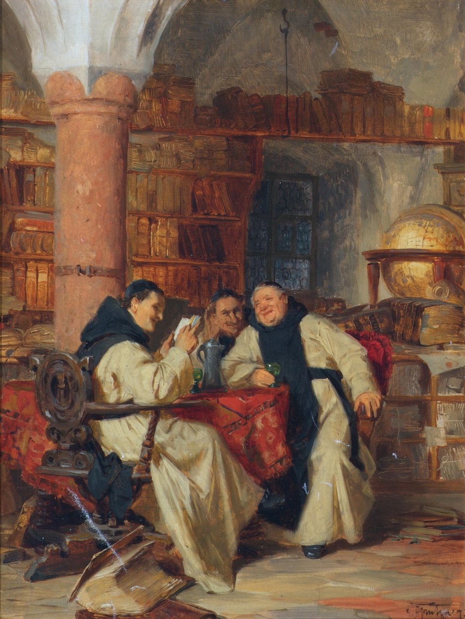 W bibliotece klasztornej autorstwa Eduard Theodor Ritter von Grützner