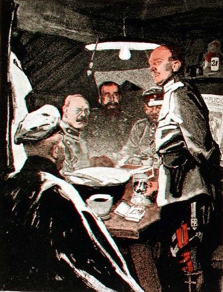 Noworoczny poncz, ilustracja z niemieckiego czasopisma „Simplicissimus”, ok. 1915 (lito) autorstwa Eduard Thöny