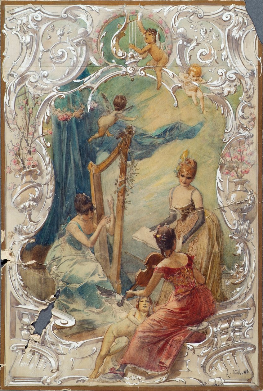 Śpiew (projekt muralu w Varieté Ronacher, Wiedeń) autorstwa Eduard Veith