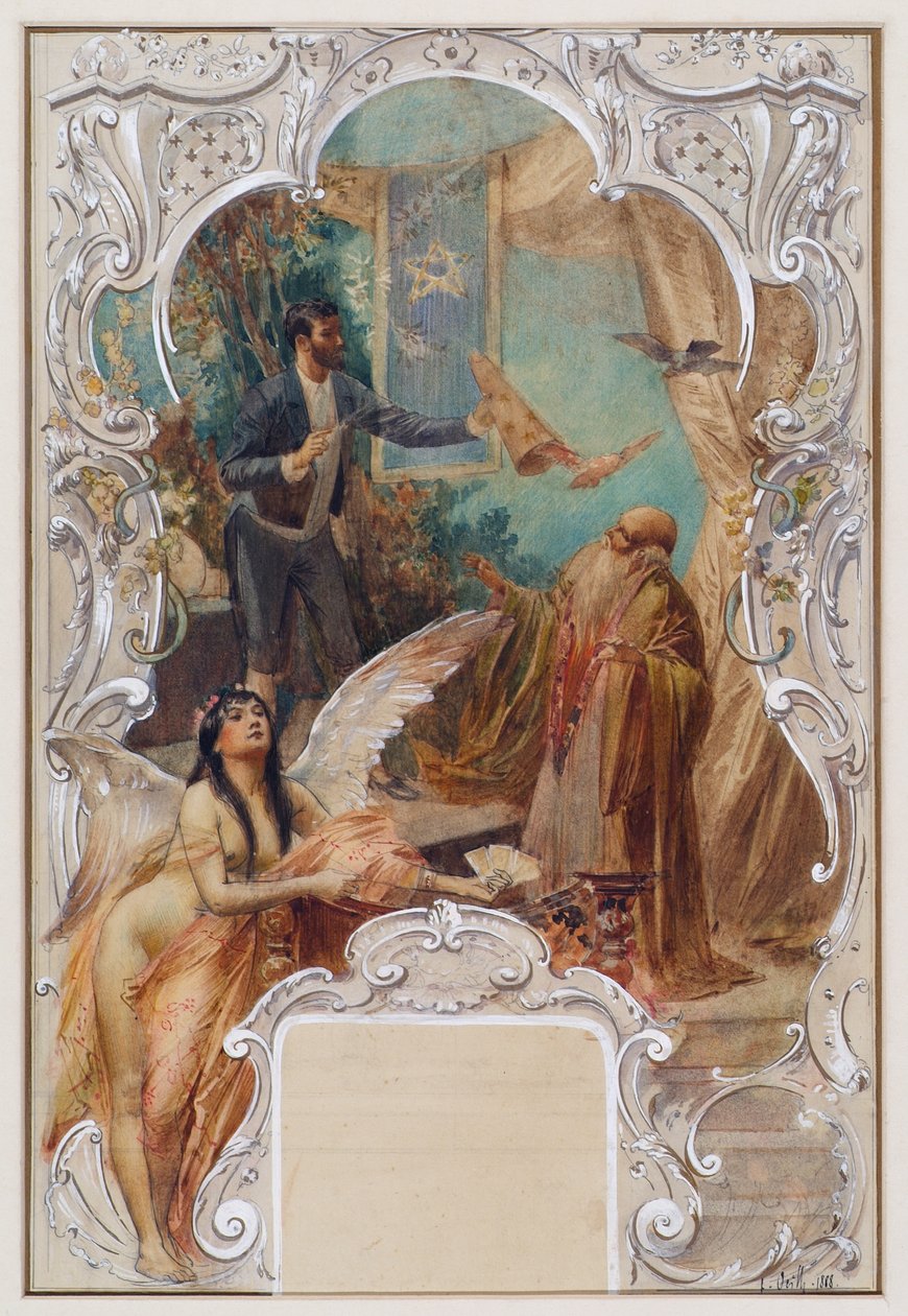 Conjurer (projekt muralu w Varieté Ronacher, Wiedeń) autorstwa Eduard Veith