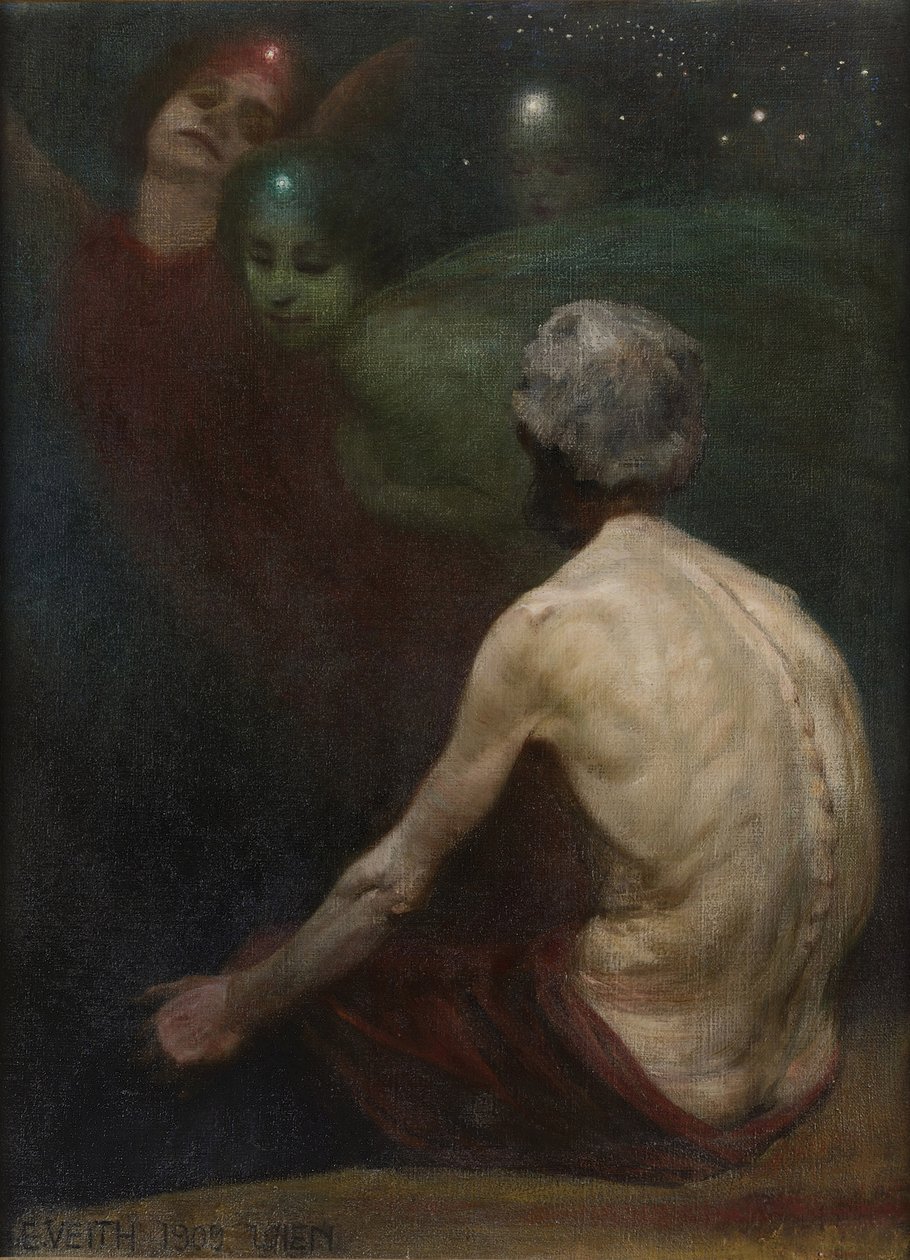 Krasnolud Alberich i panny nadreńskie Złoto Renu, 1909. autorstwa Eduard Veith