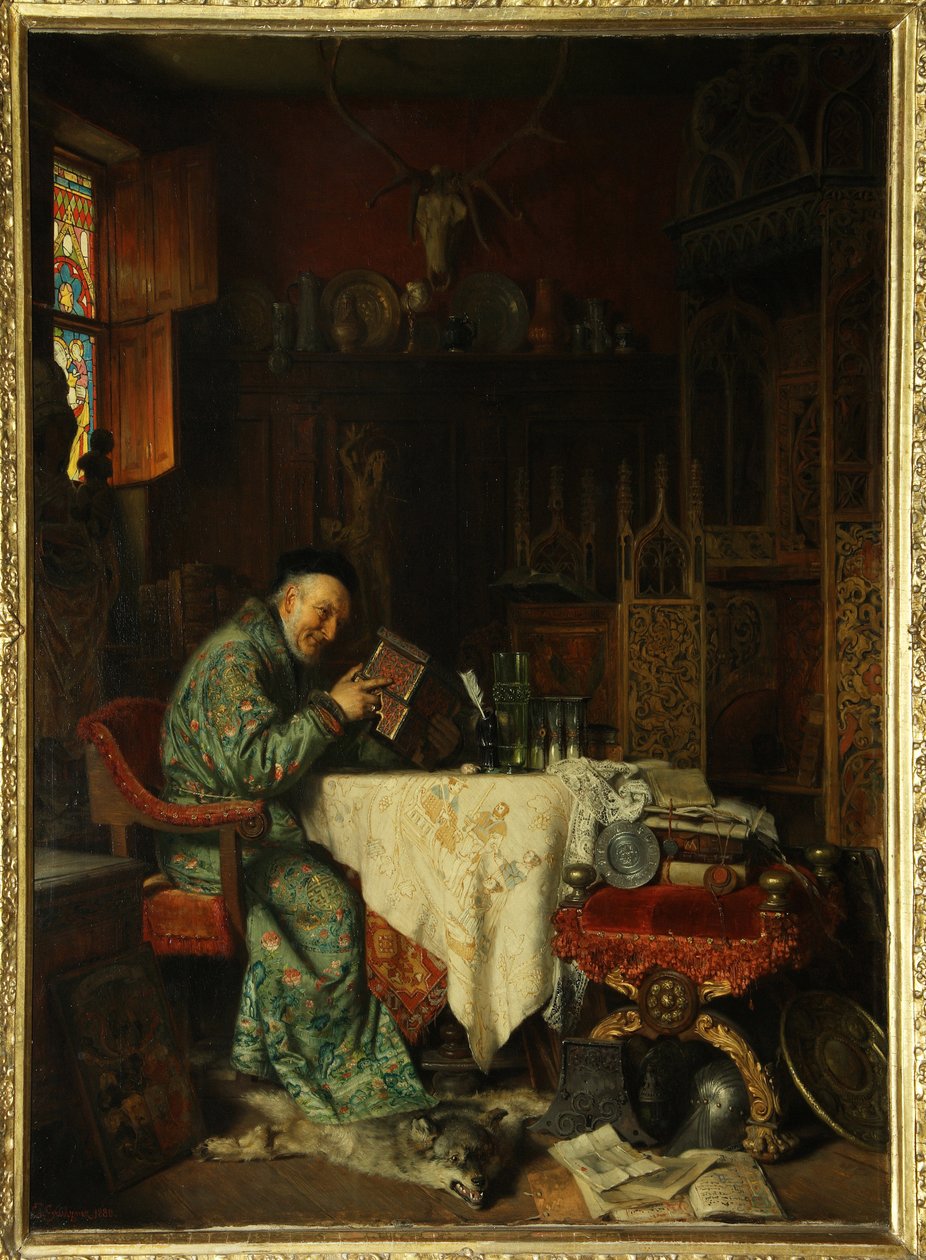 Kolekcjoner (lombard) - Obraz Eduarda von Gruetznera (1846-1925), olej na płótnie autorstwa Eduard von Grutzner