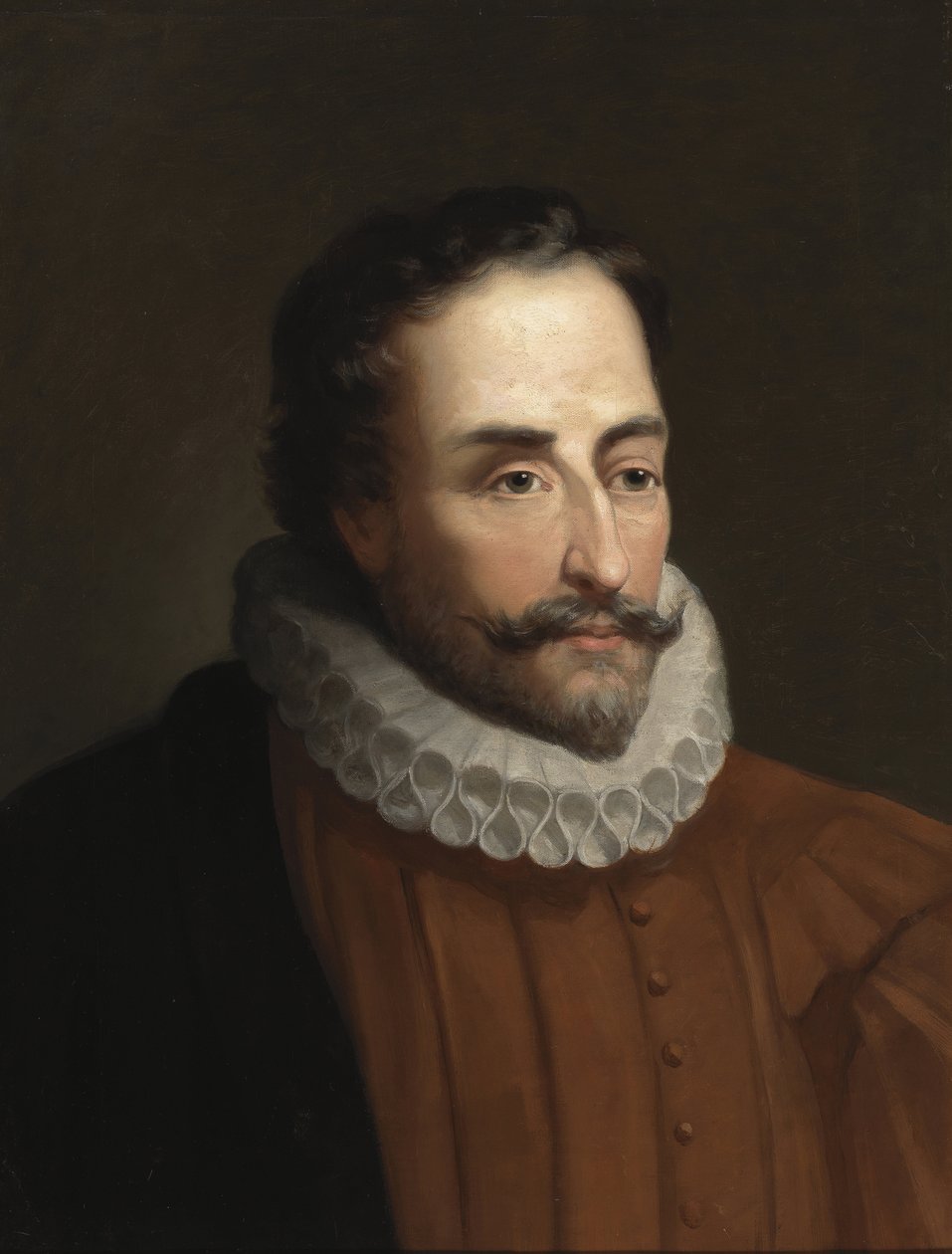 Portret Miguela de Cervantesa (1547-1616), poete et dramaturge espagnol - Sztuka akademicka: Portret Miguela de Cervantesa Saavedry (1547-1615) autorstwa Balaca y Orejas-Canseco, Eduardo (1840-1914), ok. 1877. Olej na płótnie , 58x46. Królewska Akademia Hi autorstwa Eduardo Balaca y Canseco