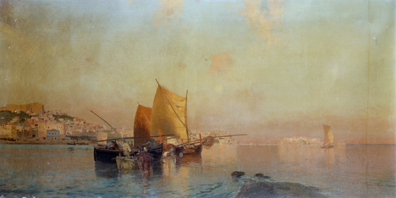 Port w Neapolu z łodziami autorstwa Eduardo Dalbono