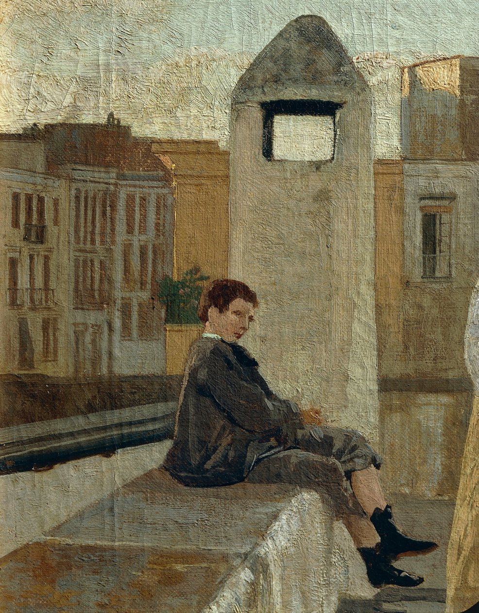 Taras, Edoardo Dalbono (1841-1915), olej na desce, 45x30 cm. Szczegół. autorstwa Eduardo Dalbono