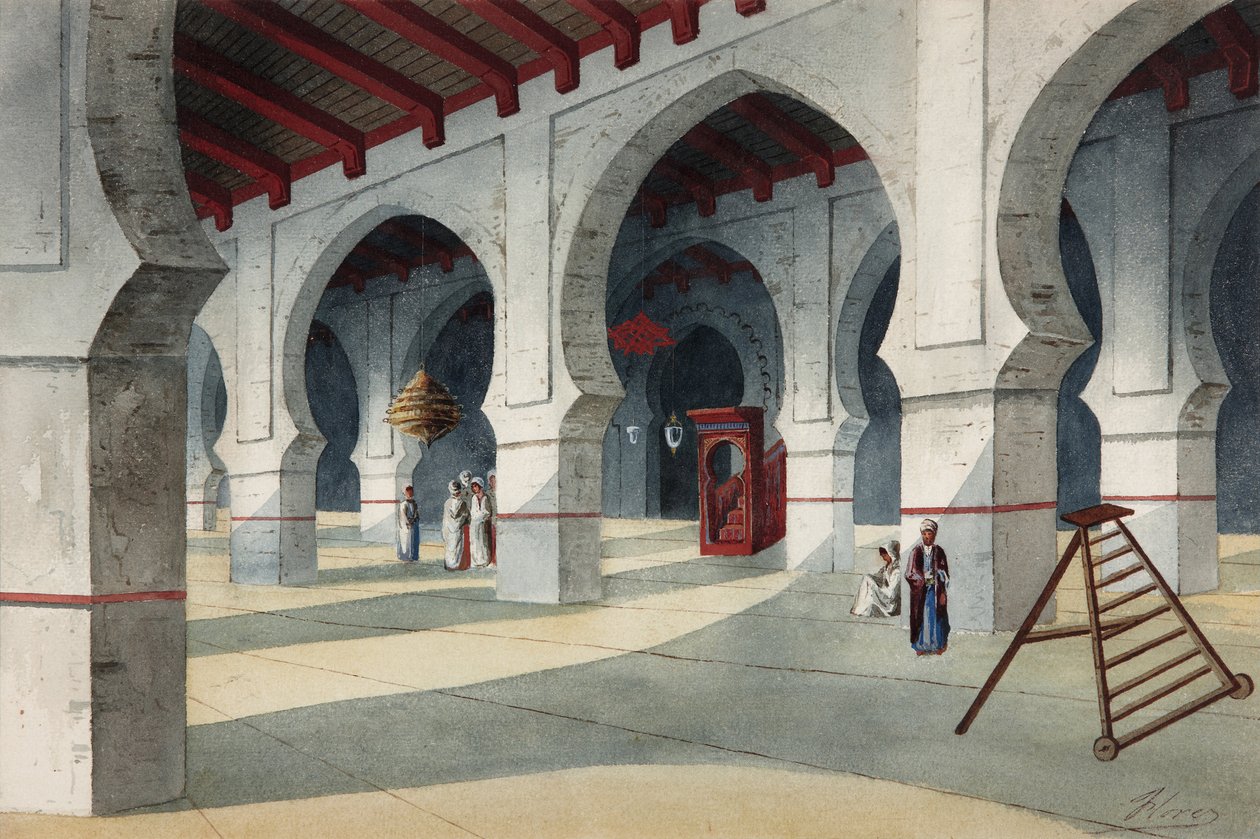 Wielki Meczet - Flores Ibanez, Eduardo (aktywny 1870-1889) - Akwarela na papierze - 25,5x38 - Museo Carmen Thyssen, Malaga autorstwa Eduardo Flores Ibáñez