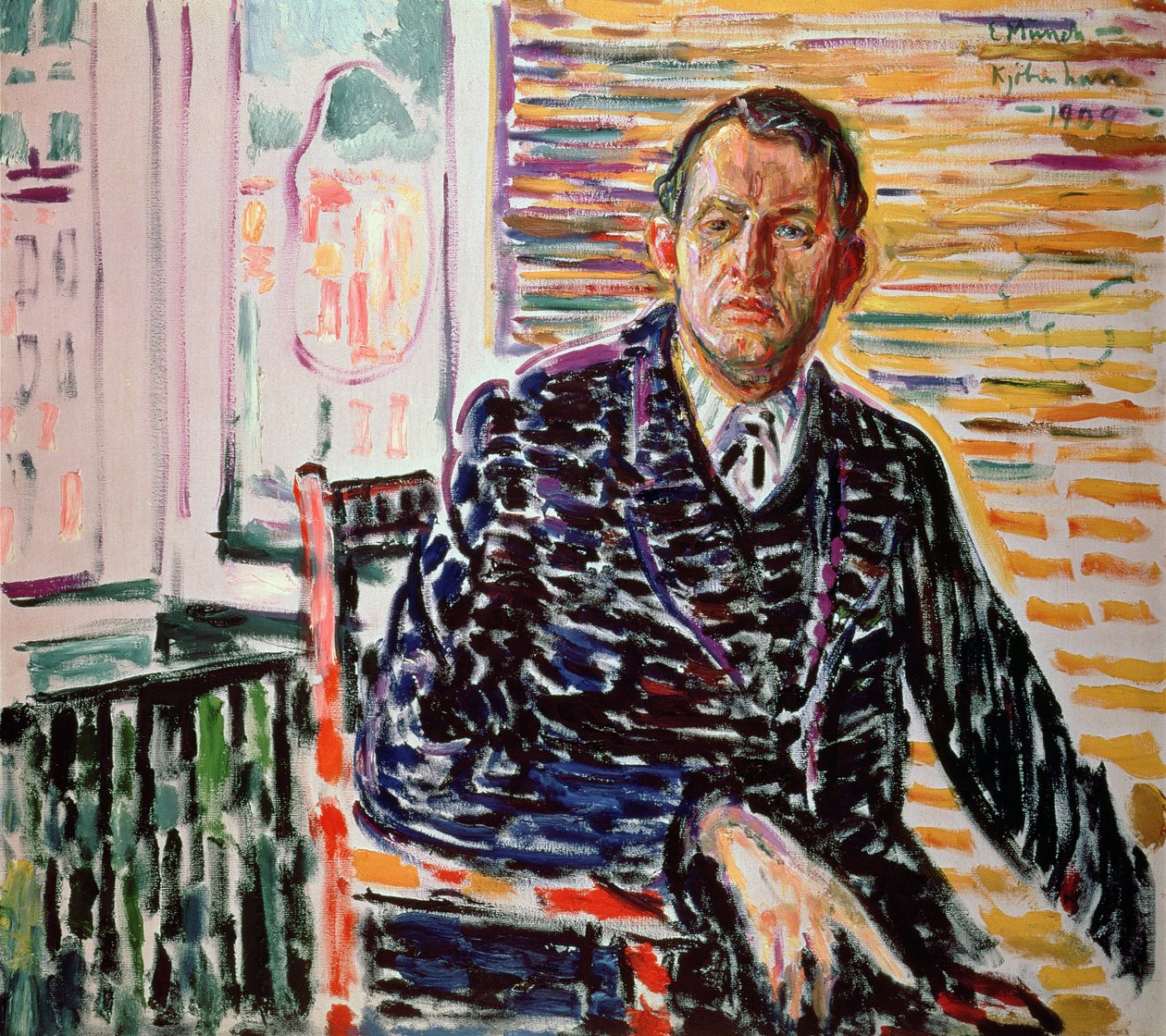 Autoportret w niebieskiej koszuli autorstwa Edvard Munch