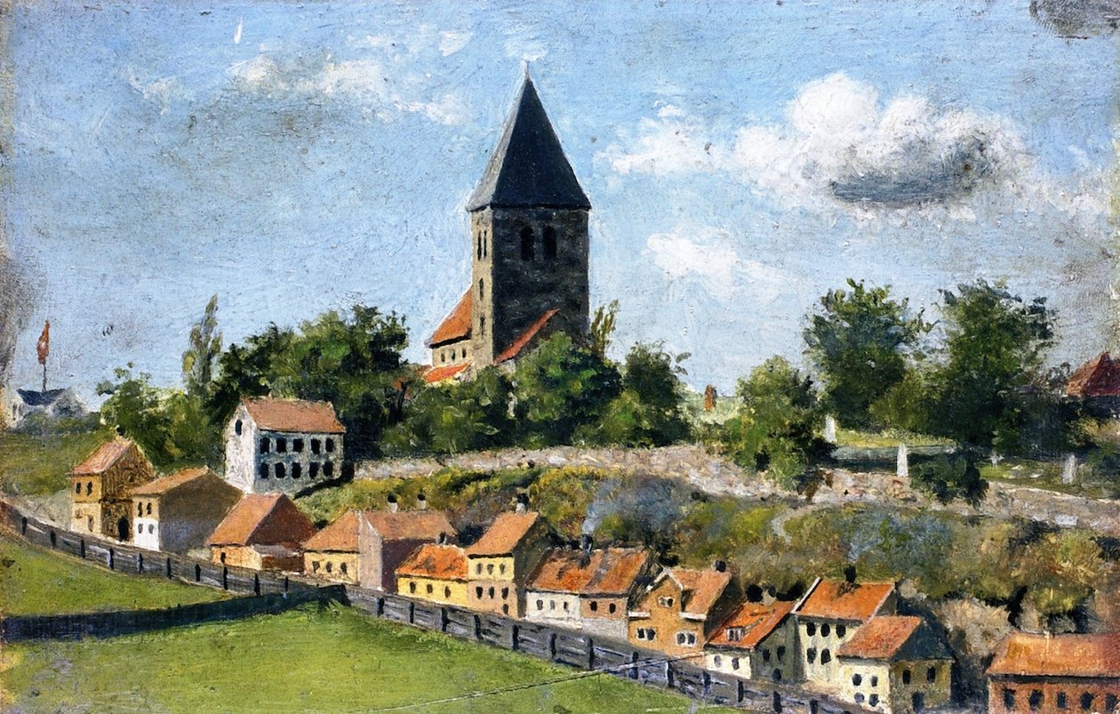 Telthusbakken z kościołem Gamle Aker autorstwa Edvard Munch